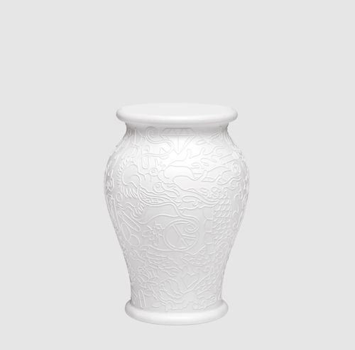 Moderner Hocker - MING  - Qeeboo - Polyethylen / Porzellan / Gestell aus Polyethylen