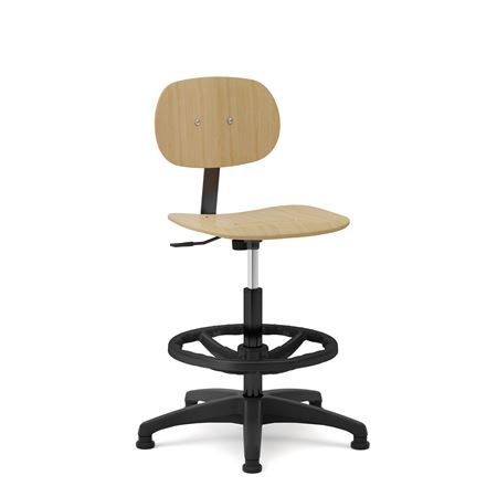 Holz-Bürohocker - LINEA BACCA  - Brado S.P.A. - mit Rollen / mit Fußstütze / schwarz