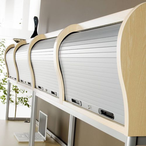 Niedriger Aktenschrank - Hawk Furniture Ltd. - wandmontiert / Holz / mit Rollladen