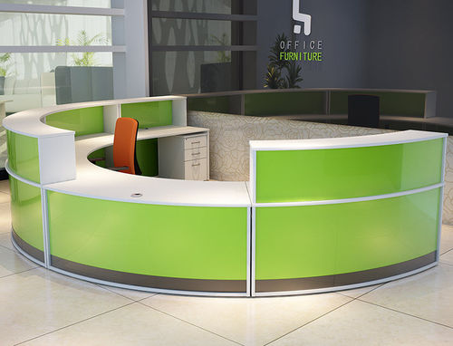 Halbrunde Empfangstheke - Hawk Furniture Ltd. - für Eckeinbau / modular / Holz