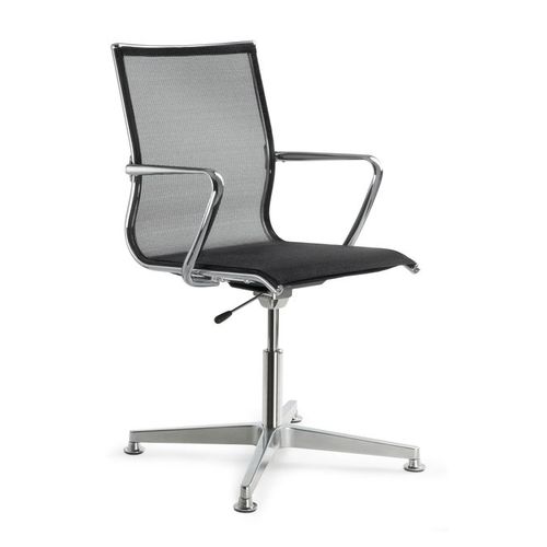 Moderner Besucherstuhl - PLUTO - LD Seating s.r.o. - für den Innenraum / Netz / poliertes Aluminium