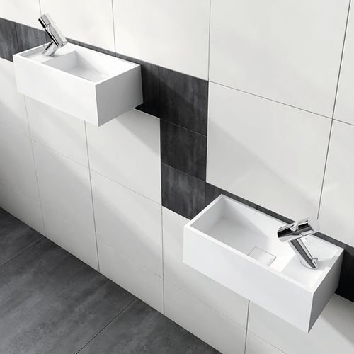 Wand-Waschbecken - ARGOS - mcbath - Moldcom Composites - Mineralwerkstoff / rechteckig / modern