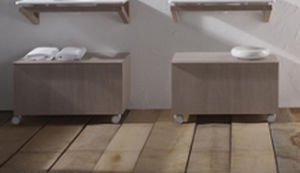 Moderner Badezimmer-Schrank - BALTIC - mcbath - Moldcom Composites - Eiche / auf Rollen