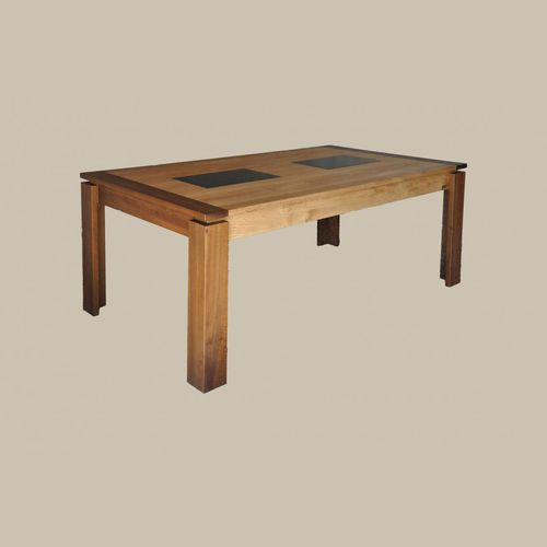 Moderner Tisch - ECLIPSE - DELORME MEUBLES - Granit / Eiche / rechteckig