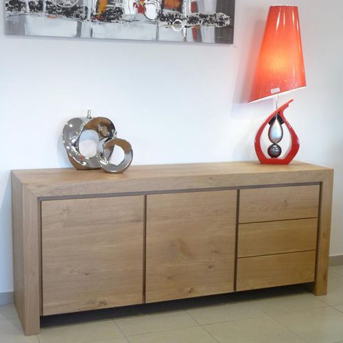 Modernes Sideboard - SYMPHONIE - DELORME MEUBLES - Eiche / lackiertes Glas