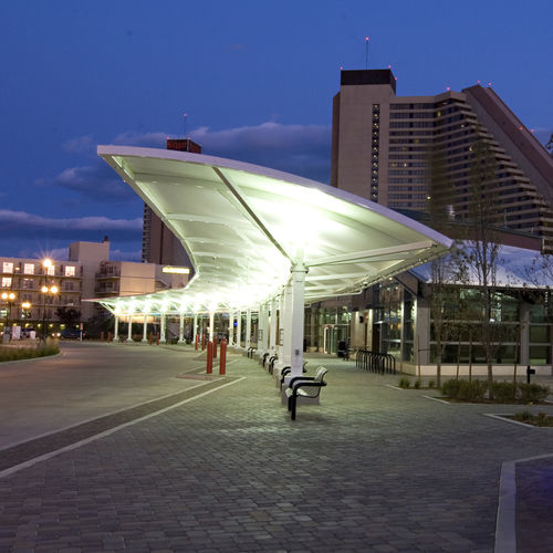 Membran-Architektur / PTFE - RTC CENTENNIAL PLAZA TRANSIT CENTER - FabriTec Structures - für Seiltragwerk / für öffentliche Bereiche / Dach