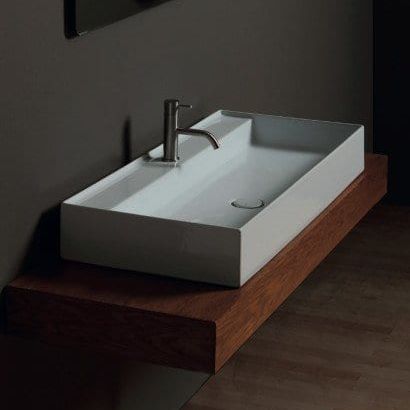 Aufsatzwaschbecken - 31250101/S - Alice Ceramica - Keramik / Mischbatterie / rechteckig