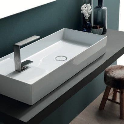 Aufsatzwaschbecken - 31100101 - Alice Ceramica - Keramik / Mischbatterie / rechteckig