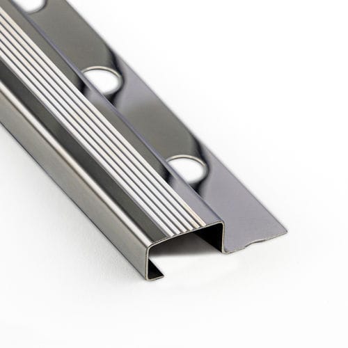 Edelstahl-Abschlussprofil - DELUXE 12X25 - ALUMACER® - für Treppenstufen / Rechteck / silberfarben
