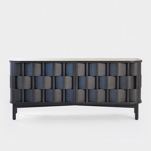 Modernes Sideboard - W133-B - Ringvide - Eiche / Birke / schwarz