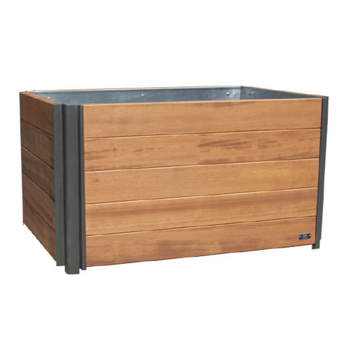 Holz-Pflanzkübel - TRE - Ado urban - galvanisiertem Stahl / Eisen / rechteckig