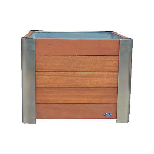 Holz-Pflanzkübel - WOOD - Ado urban - Edelstahl / galvanisiertem Stahl / quadratisch