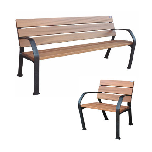 Moderne Bank für den öffentlichen Raum - DAWN - Ado urban - Holz / Kunststoff / mit Rückenlehne
