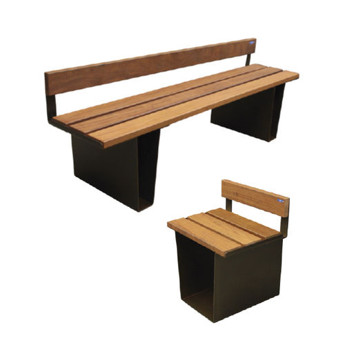 Moderne Bank für den öffentlichen Raum - TEATRO - Ado urban - Holz / Blech / mit Rückenlehne