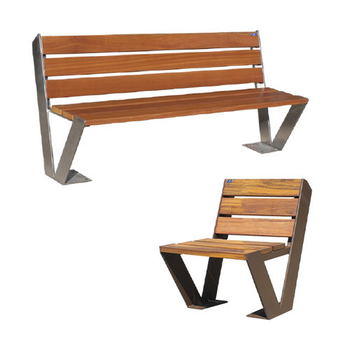 Moderne Bank für den öffentlichen Raum - NOVELA - Ado urban - Holz / Metall / mit Rückenlehne