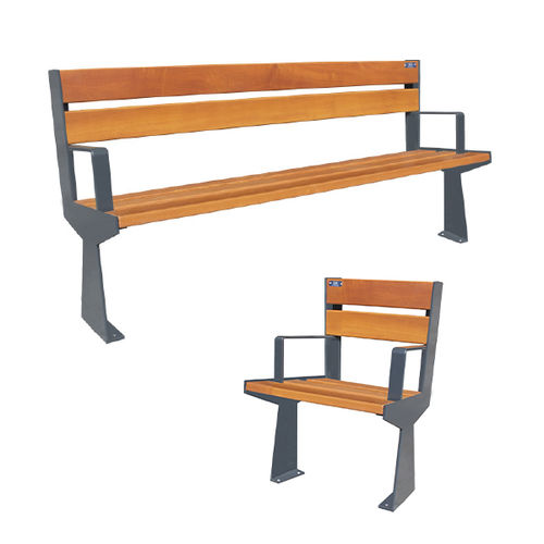 Bank für den öffentlichen Raum / originelles Design - ENTE - Ado urban - Holz / Blech / mit Rückenlehne