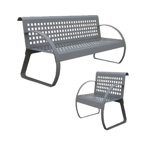 Moderne Bank für den öffentlichen Raum - FLEX - Ado urban - galvanisiertem Stahl / Stahl / Edelstahl