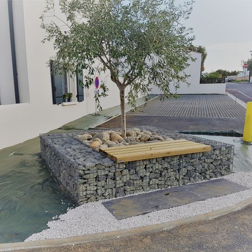 Quadratisches Baumgitter - ENTOURAGE ARBRE GABION - ID GABION - L'AGENCE URBAINE - Stahl / galvanisiertem Stahl / Stein