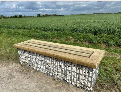 Moderne Bank für den öffentlichen Raum - CONTOUR - ID GABION - L'AGENCE URBAINE - galvanisiertem Stahl / Stahl / Beton