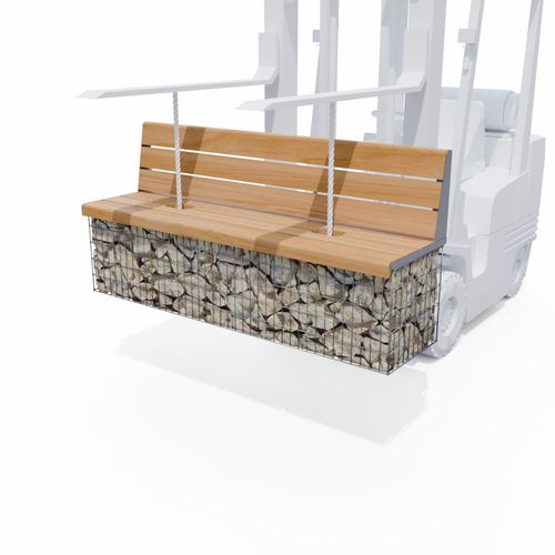 Klassische Bank für den öffentlichen Raum - UP - ID GABION - L'AGENCE URBAINE - galvanisiertem Stahl / Stahl / HPL