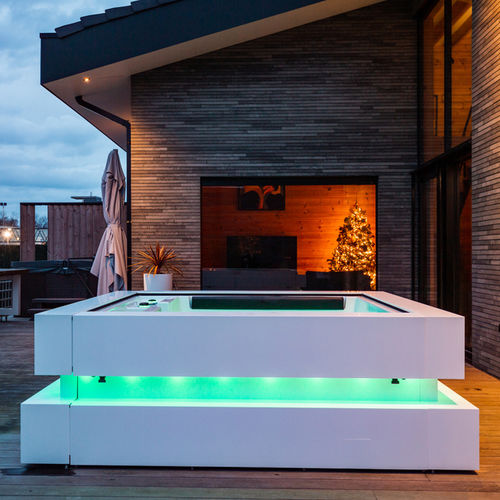 Whirlpool zum Aufstellen - INTENS CUBE - Alpha Wellness Sensations - quadratisch / Viersitzer / galvanisiertem Stahl