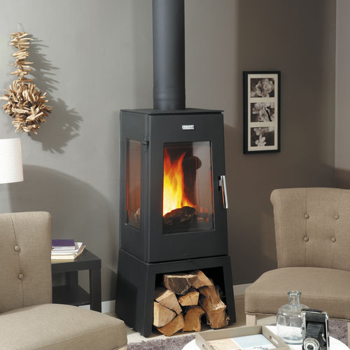 Holz-Kaminofen - LUXOR  - GODIN export - 5 kW...10 kW / mit 3 Sichtseiten / modern