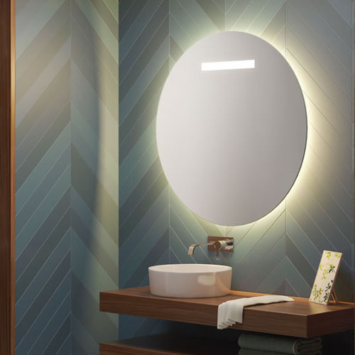 Wandmontierter Spiegel für Badezimmer - E-L8F - Uraldi - modern / rund / weiß
