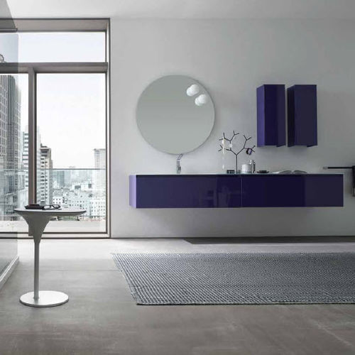 Wandhängender Waschtisch-Unterschrank - AS02 - IDEAL BAGNI - Glas / modern / lackiert