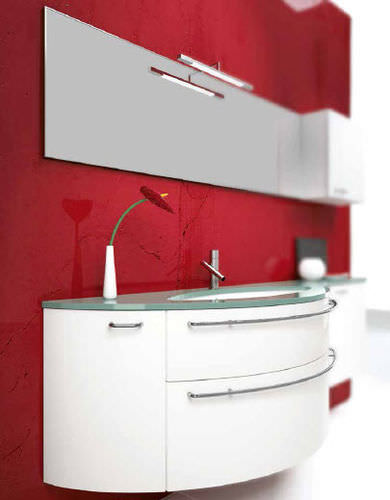 Wandhängender Waschtisch-Unterschrank - AV09 - IDEAL BAGNI - Glas / modern / lackiert