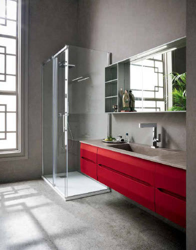 Modernes Badezimmer - TA02 - IDEAL BAGNI - Glas / Holz / lackiert