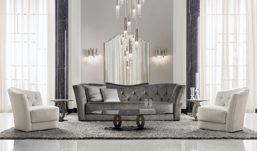 Modernes Sofa - Butterfly - Opera contemporary - Stoff / beige / Buche
