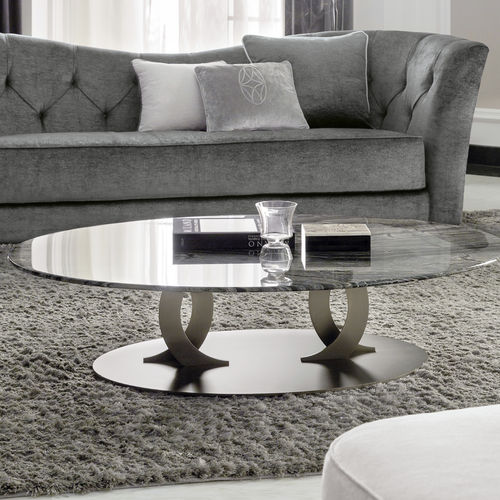 Moderner Couchtisch - LUDMILLA - Opera contemporary - Metall / Marmor / rund
