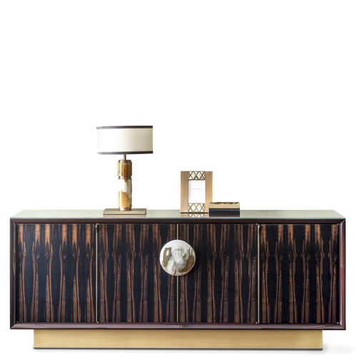 Modernes Sideboard - HELIOS - Arcahorn - lackiertes Holz / Macassar-Ebenholz / mit Regal