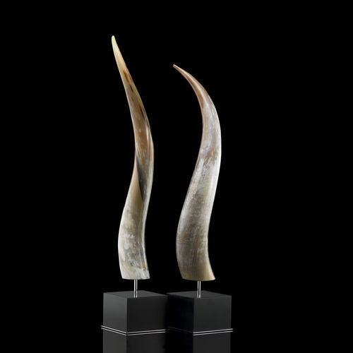 Skulptur / lackiertes Holz - LEUCA - Arcahorn - aus Horn / Edelstahl