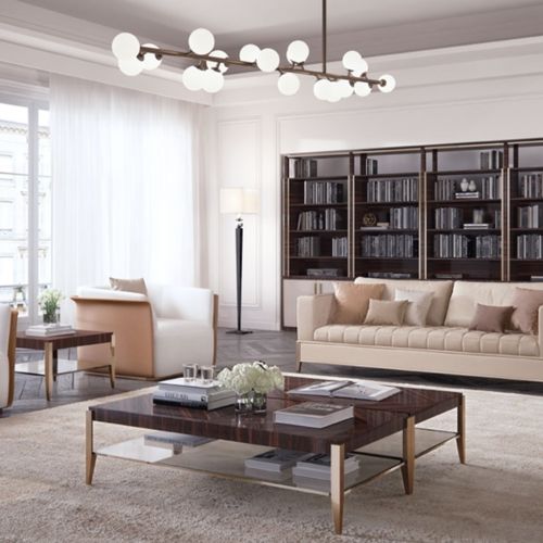 Moderner Couchtisch - ALIAS R - Capital Collection - Holz / Glas / Gestell aus Metall