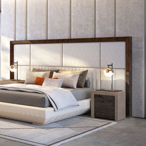 Moderner Nachttisch - MILES - Capital Collection - Holz / Leder / rechteckig