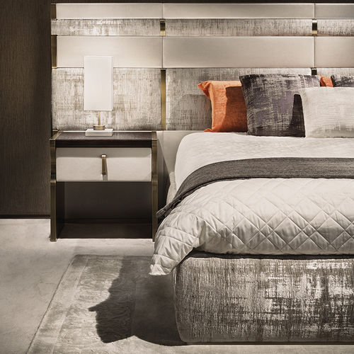 Moderner Nachttisch - TRILOGY - Capital Collection - Holz / Leder / Marmor