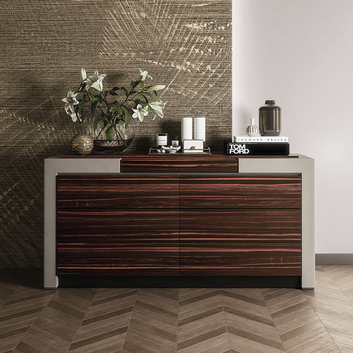 Moderne Kommode - KIRK - Capital Collection - Holz / Leder / 6 Schubladen