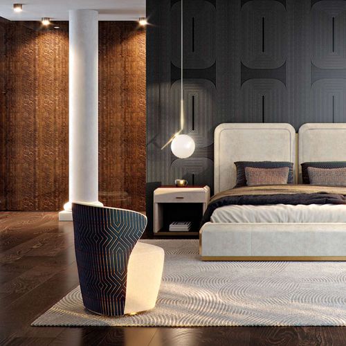 Moderner Kaminsessel - VORTEX M - Capital Collection - Stoff / Leder / Holz