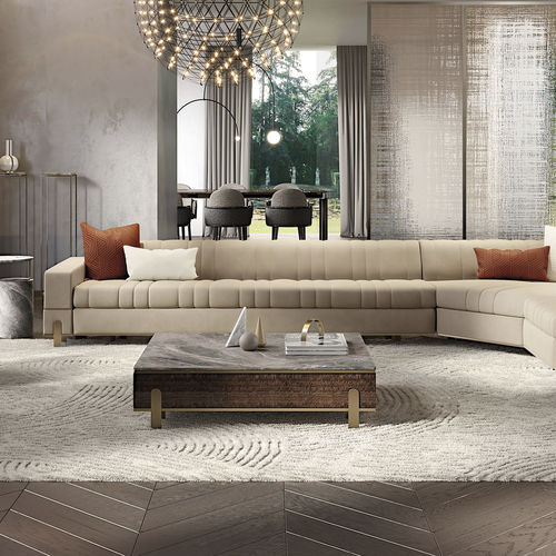 Moderner Couchtisch - GRAND R - Capital Collection - Holz / Marmor / Gestell aus Leder