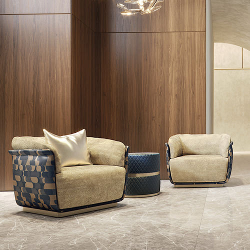 Moderner Beistelltisch - COOKIE SERVICE - Capital Collection - Holz / Marmor / Gestell aus Leder