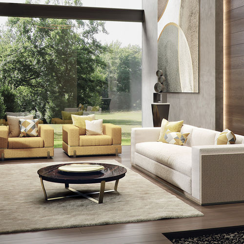 Moderner Couchtisch - ARISTO XL - Capital Collection - Holz / Gestell aus Metall / rund