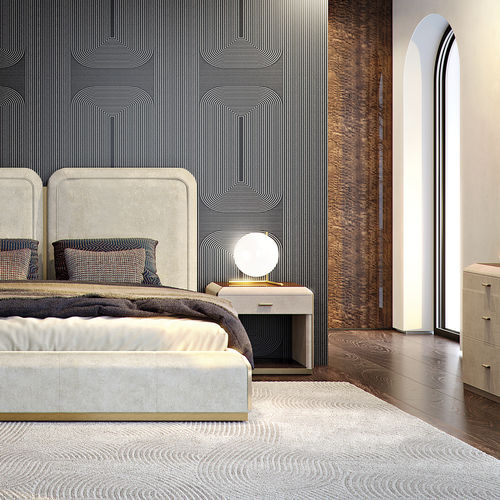 Moderner Nachttisch - ORION L - Capital Collection - Leder / Marmor / Gestell aus Holz