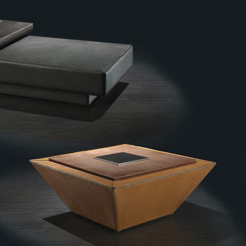 Moderner Couchtisch - POKER & FLOWER - Cattaneo Fratelli snc di BrunoVirginio & C. - Leder / rechteckig / quadratisch