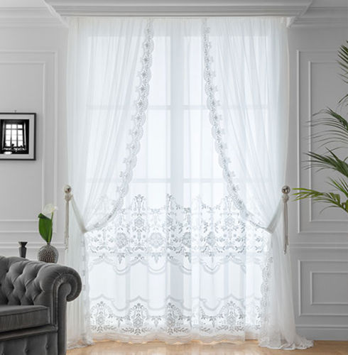Blumenmotive-Gardine - GRACE MODEL 29  - Chicca Orlando srl - transparent / bestickt / breit