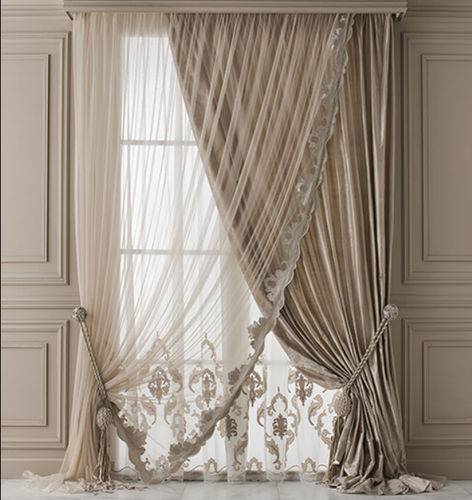 Einfarbiger Vorhang - TAIMYR  - Chicca Orlando srl - Blumenmotiv / Seide / Swarovski®-Kristall