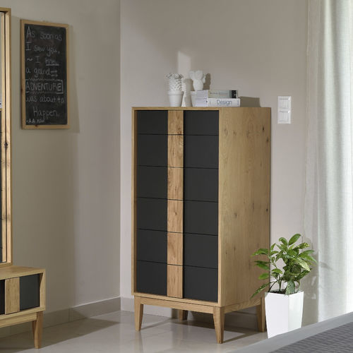 Moderner Chiffonnier - KOREY - De-code, Lattas Nik. Spyridon - lackiertes Holz / Massivholz / schwarz