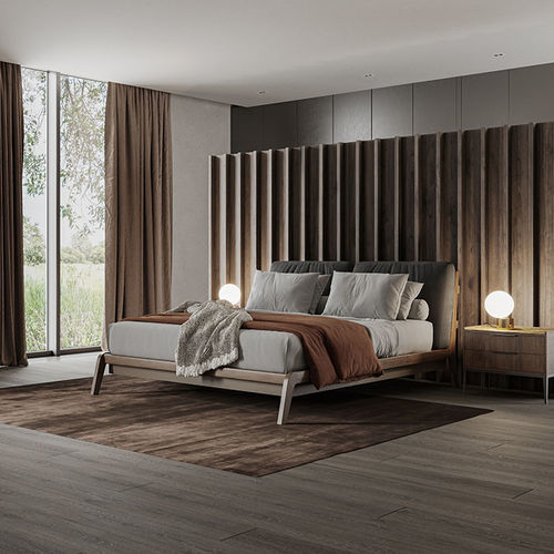 Doppelbett - MARCO - De-code, Lattas Nik. Spyridon - modern / gepolstertes Kopfteil / Holz