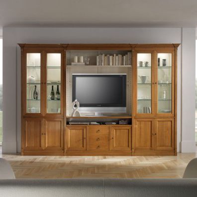 Klassische Wohnwand - 8799KZ - Ebanart srl - Holz / Glas