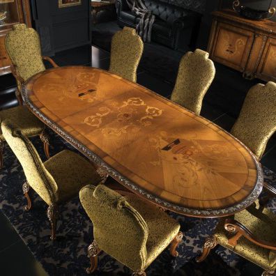 Klassischer Esstisch - MF008 - Ebanart srl - Holz / oval / ausziehbar